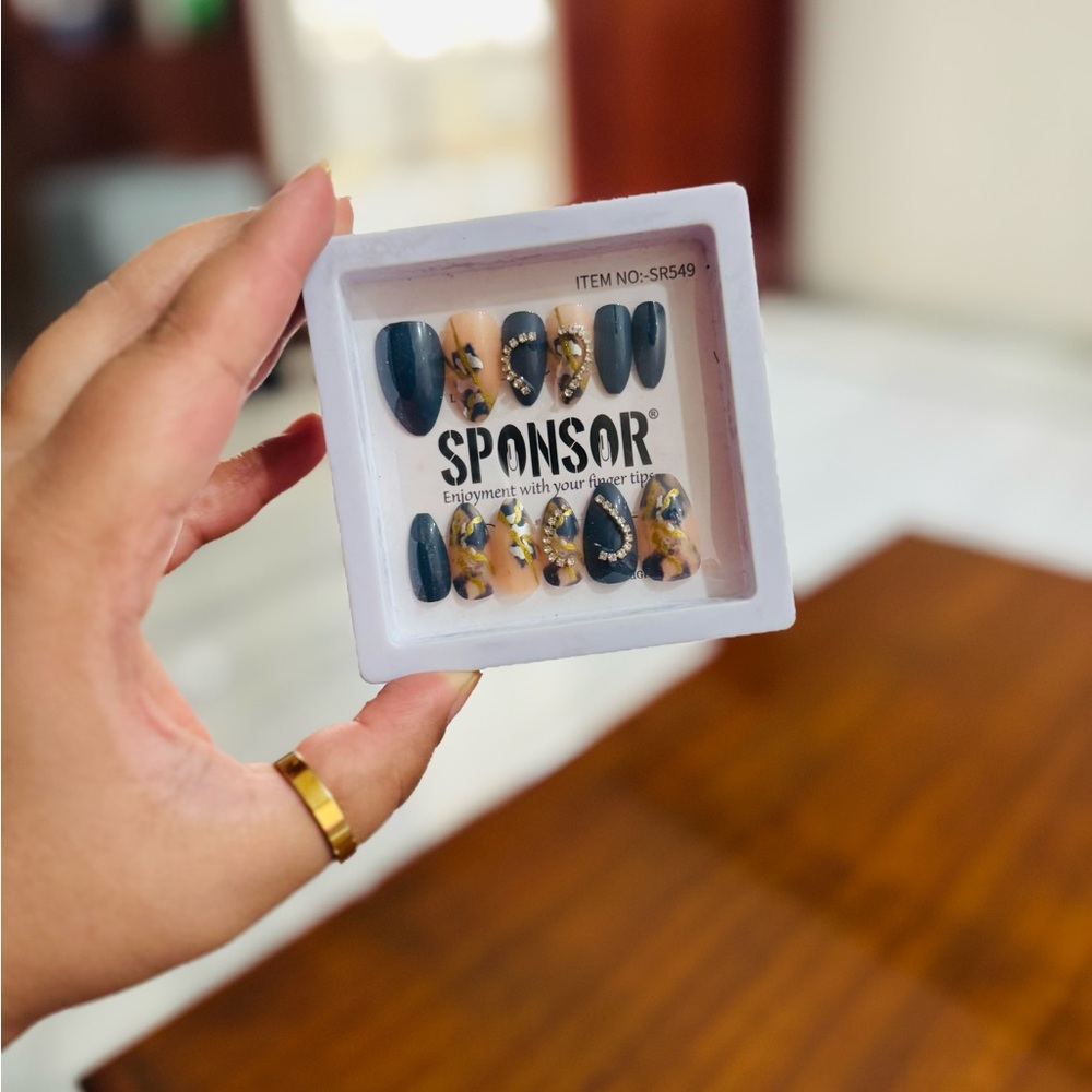 Sponsor Blue and Gold Press-On Nails